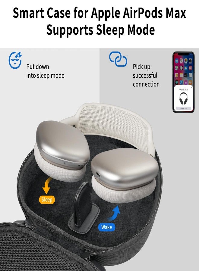 Polislime Smart Case for Apple AirPods Max Supports Sleep Mode, with Ear Pad Case Cover/Ear Cups Cover/Headband Cover Silicone Accessories for AirPods Max Headphones,Hard Portable Carry Travel Storage Bag,Black - Image 2