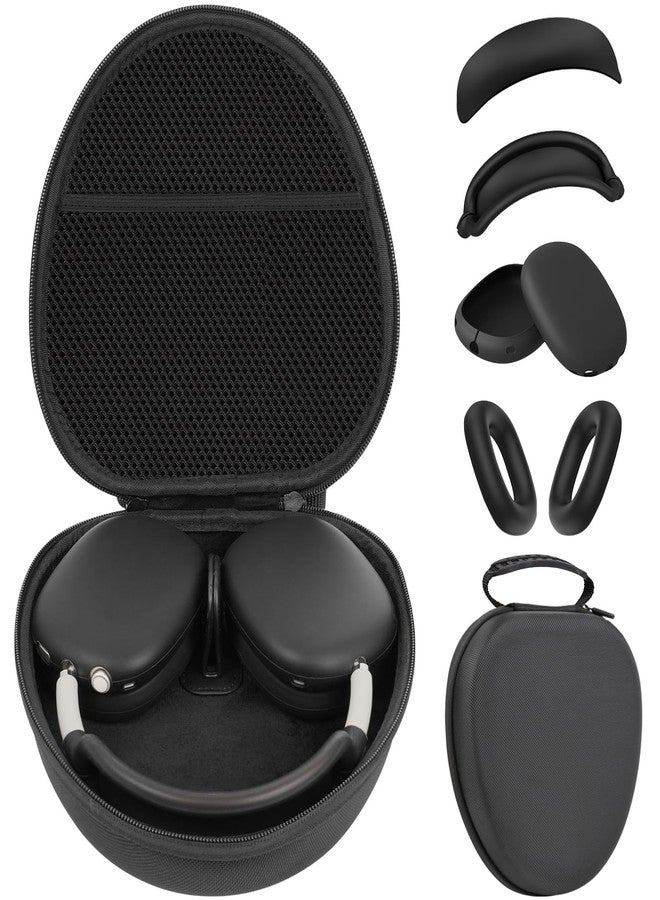Polislime Smart Case for Apple AirPods Max Supports Sleep Mode, with Ear Pad Case Cover/Ear Cups Cover/Headband Cover Silicone Accessories for AirPods Max Headphones,Hard Portable Carry Travel Storage Bag,Black - Image 1