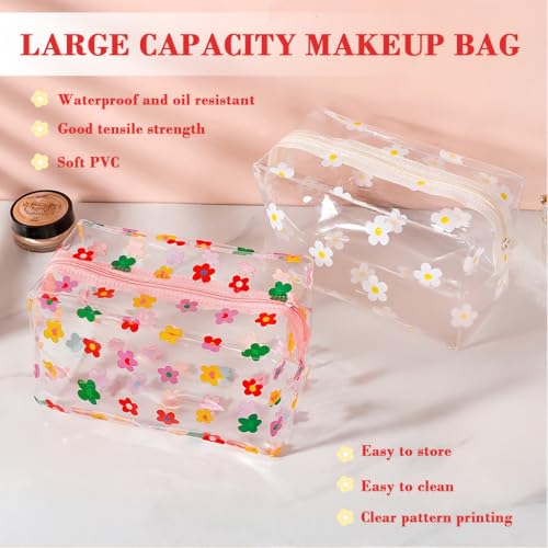 MAYCREATE®2Pcs PVC Waterproof Zipper Pouch Bags Stylish Floral Prints Makeup Cosmetic Travel Toiletries Bags for Daily or Travel, Utility Storage Zipper Bag Office Stationeries Organizer Bag, 18x9x9cm - Image 4