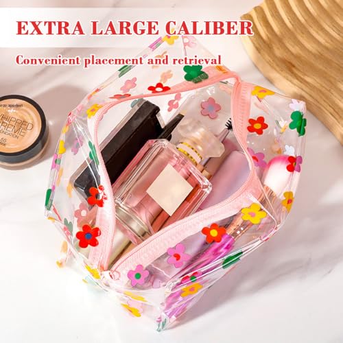 MAYCREATE®2Pcs PVC Waterproof Zipper Pouch Bags Stylish Floral Prints Makeup Cosmetic Travel Toiletries Bags for Daily or Travel, Utility Storage Zipper Bag Office Stationeries Organizer Bag, 18x9x9cm - Image 5