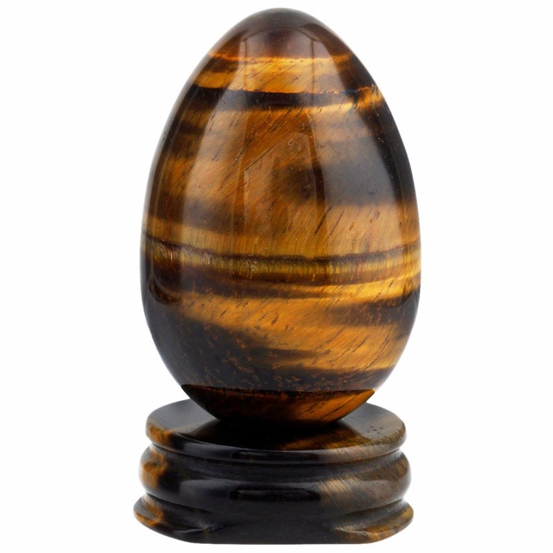 rockcloud Rockcloud 17 Healing Crystal Egg Sphere with Stone Stand Tigers Eye 