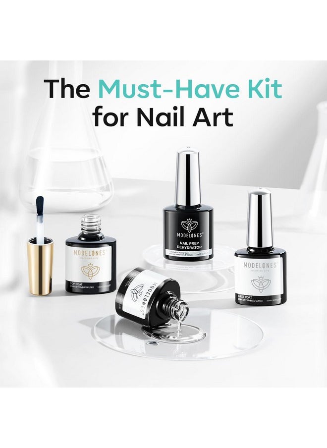 modelones - modelones Nail Dehydrator and Primer with Gel Base & Top Coat Set, Acid Free Acrylic Nail Supplies Primer Glossy Gel Nail Polish Top Coat Starter Kit - Image 1