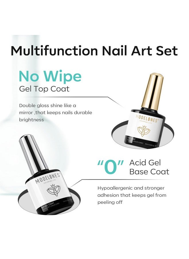 modelones - modelones Nail Dehydrator and Primer with Gel Base & Top Coat Set, Acid Free Acrylic Nail Supplies Primer Glossy Gel Nail Polish Top Coat Starter Kit - Image 1