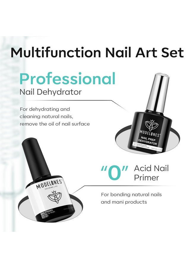 modelones - modelones Nail Dehydrator and Primer with Gel Base & Top Coat Set, Acid Free Acrylic Nail Supplies Primer Glossy Gel Nail Polish Top Coat Starter Kit - Image 1
