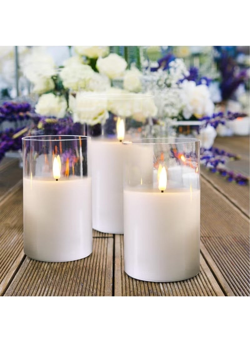 Unewshi Flameless Flickering Electric Candles, 3 Pack Realistic LED Fake Candles, for Birthday Party/Wedding (White) - Image 4