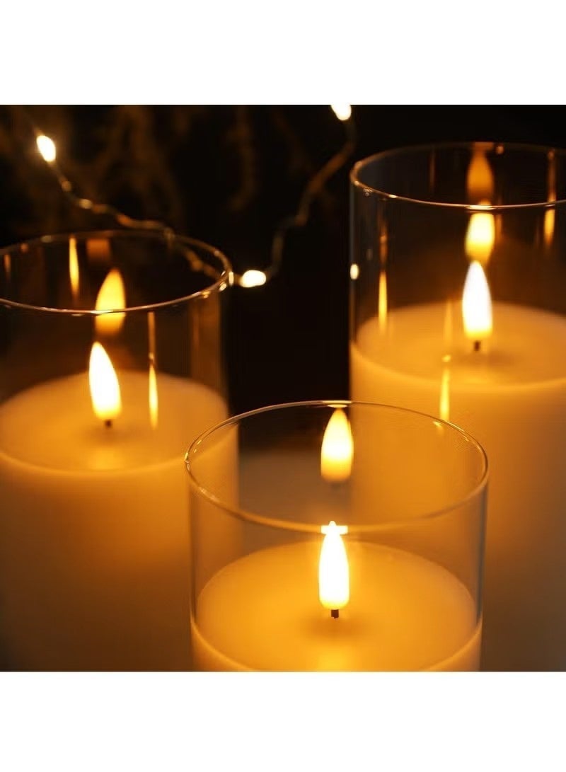 Unewshi Flameless Flickering Electric Candles, 3 Pack Realistic LED Fake Candles, for Birthday Party/Wedding (White) - Image 3