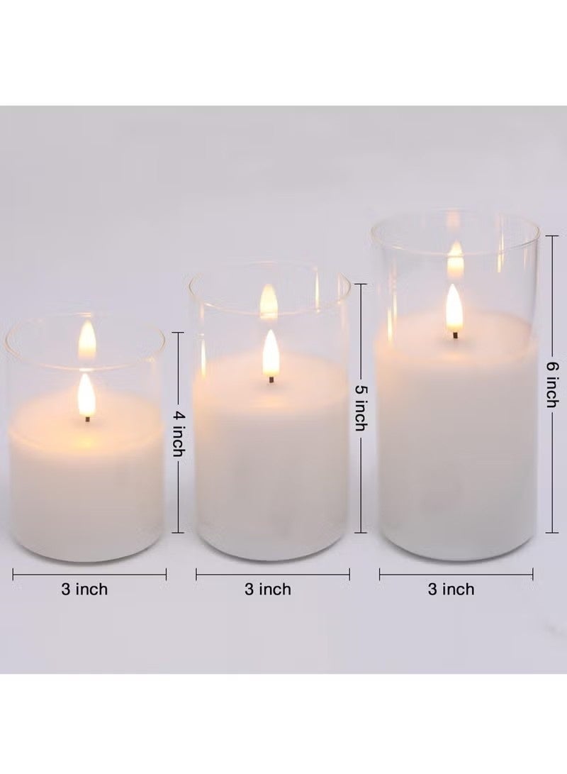 Unewshi Flameless Flickering Electric Candles, 3 Pack Realistic LED Fake Candles, for Birthday Party/Wedding (White) - Image 2