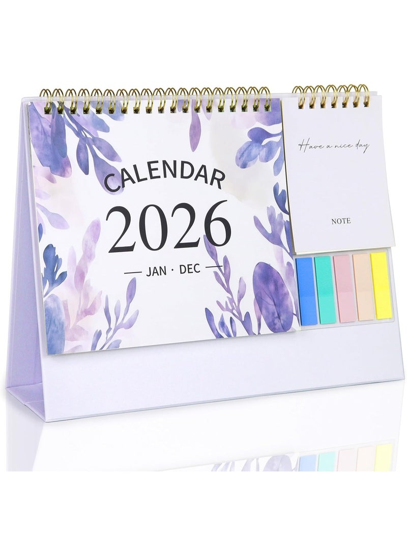 2026 Desk Calendar - 2026 Monthly Standing Desktop Calendar with Stable Triangular Base, Twin-Wire Binding Planner - Image 1