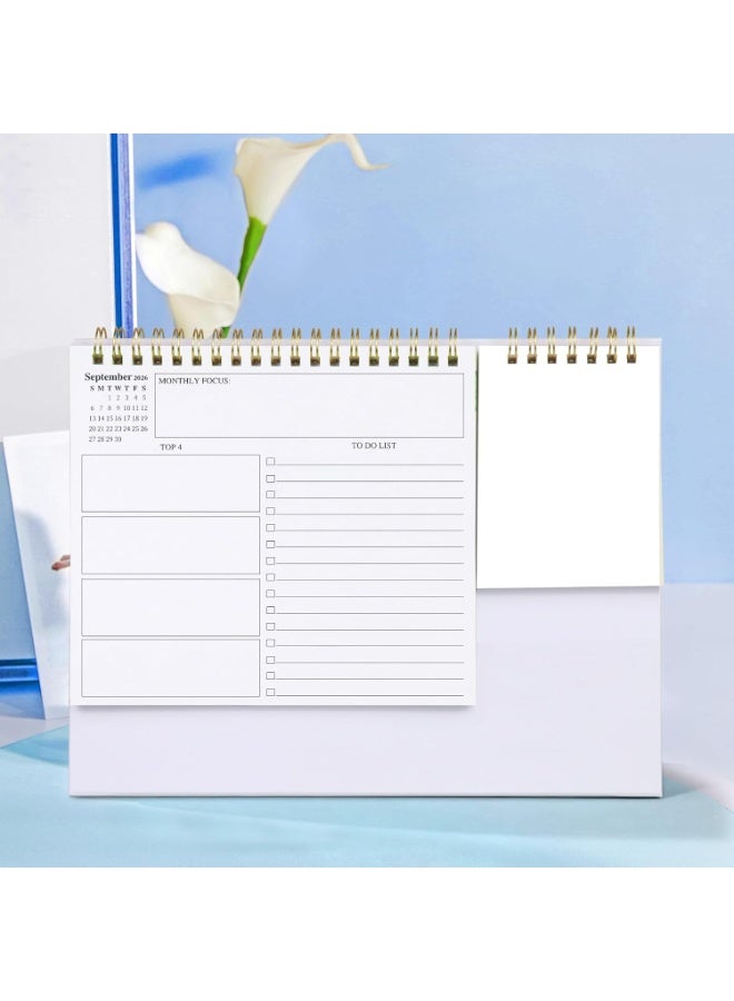2026 Desk Calendar - 2026 Monthly Standing Desktop Calendar with Stable Triangular Base, Twin-Wire Binding Planner - Image 5