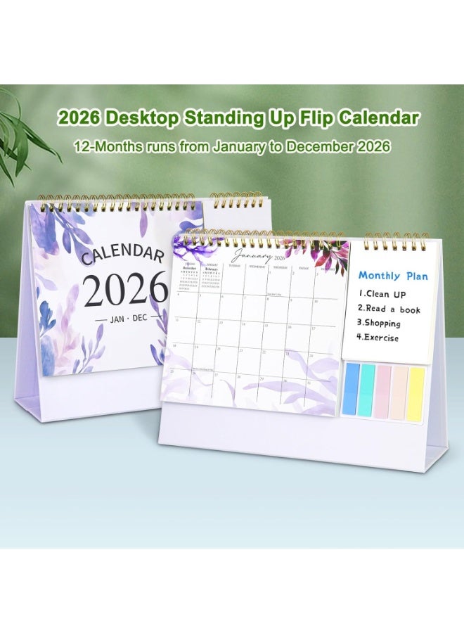 2026 Desk Calendar - 2026 Monthly Standing Desktop Calendar with Stable Triangular Base, Twin-Wire Binding Planner - Image 3