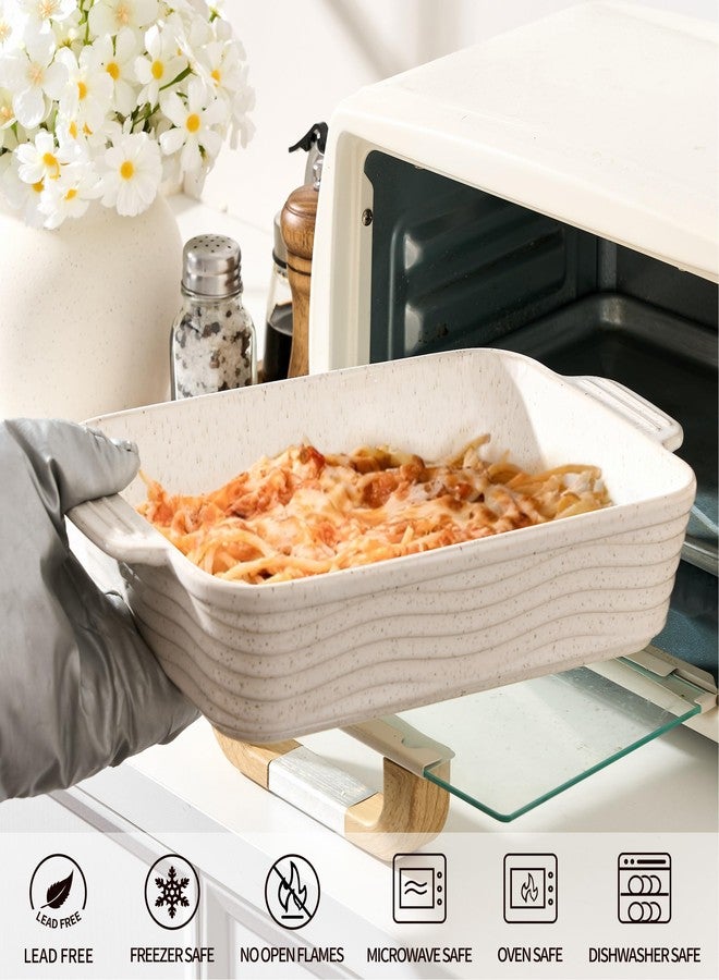 Jemirry Ceramic Baking Dish Set of 3, Casserole Dishes for Oven, Square Porcelain Bakeware Set with Handles, Lasagna Baking Pan for Cooking, Perfect for Baking and Serving, Housewarming, Halloween, Thanksgiving, Christmas, New Year-Reactive White - Image 4