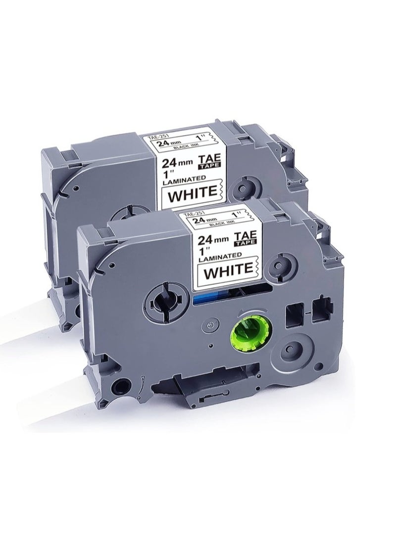 Reacon 2Pack Compatible with Brother Tz Tape 24mm 0.94 Laminated White P Touch Label Tape 24mm TZe-251 Compatible with Brother PTD600 PTP700 PT-P710BT PTP750W Label Maker - Image 1