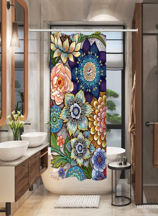 Neasow ستائر دش نيازوا بوهو الزهرية للحمام، ستارة دش قماش زاهية، متعددة الألوان 36"×72" - Image 1