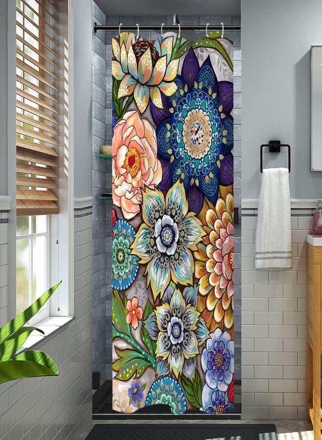 Neasow ستائر دش نيازوا بوهو الزهرية للحمام، ستارة دش قماش زاهية، متعددة الألوان 36"×72" - Image 3