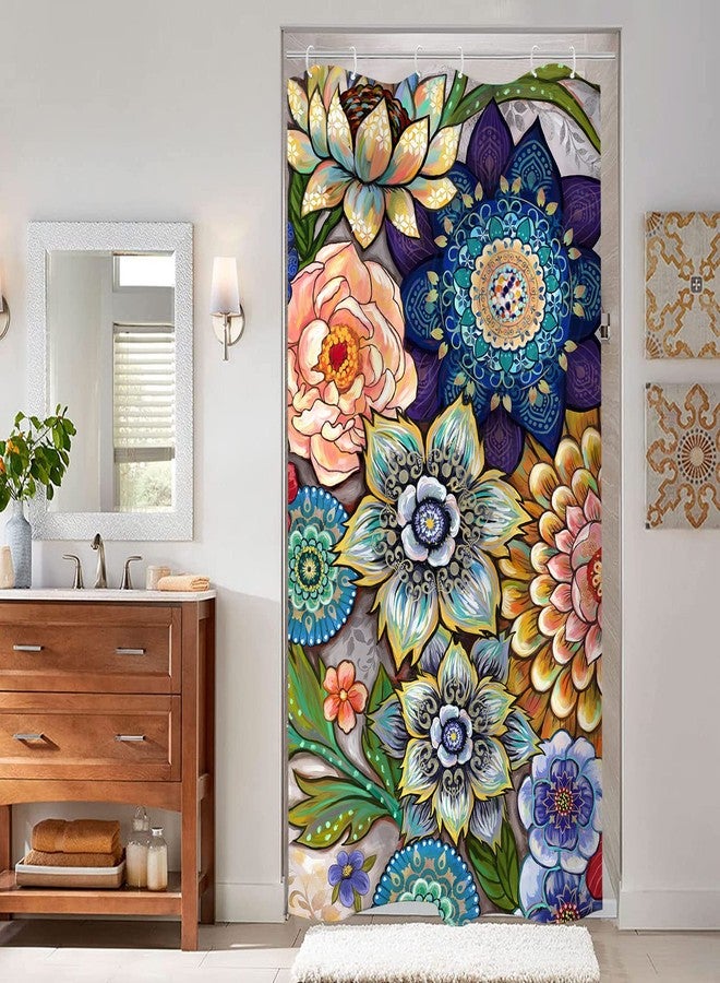 Neasow ستائر دش نيازوا بوهو الزهرية للحمام، ستارة دش قماش زاهية، متعددة الألوان 36"×72" - Image 2