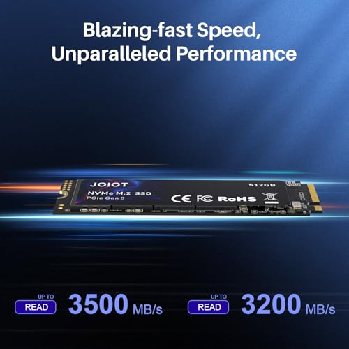 JOIOT 512GB SSD NVMe M.2 Internal Solid State Drive,Up to 3500MB/s, w/V-NAND Technology, Storage and Memory Expansion for Gaming, Max Speed,Black - Image 3