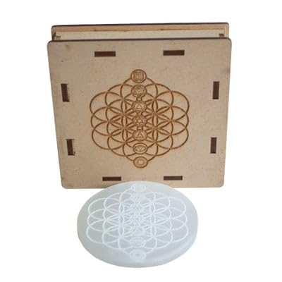 Flower of Life Selenite Charging Plate 7 Chakra Selenite Charging Tray  - Image 2
