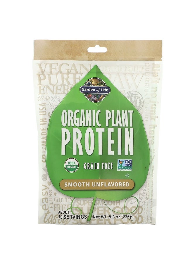 Garden of Life Garden of Life, Organic Plant Protein, Grain Free, Smooth Unflavored, 8.3 oz (236 g)  - Image 1