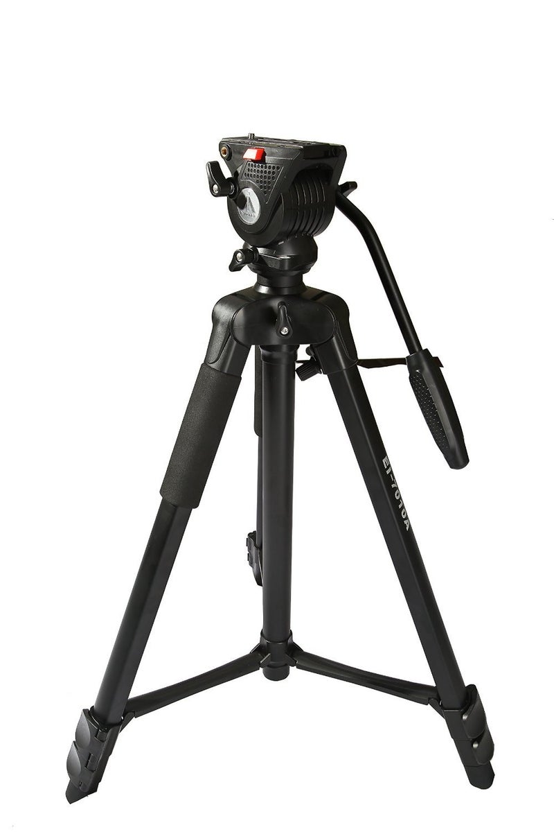 E-Image EI-7010A 5.5ft Tripod Stand Kit with Hydraulic Fluid Head for DSLR & Video Camera Canon Nikon | Payload 5KG | Black - Image 2
