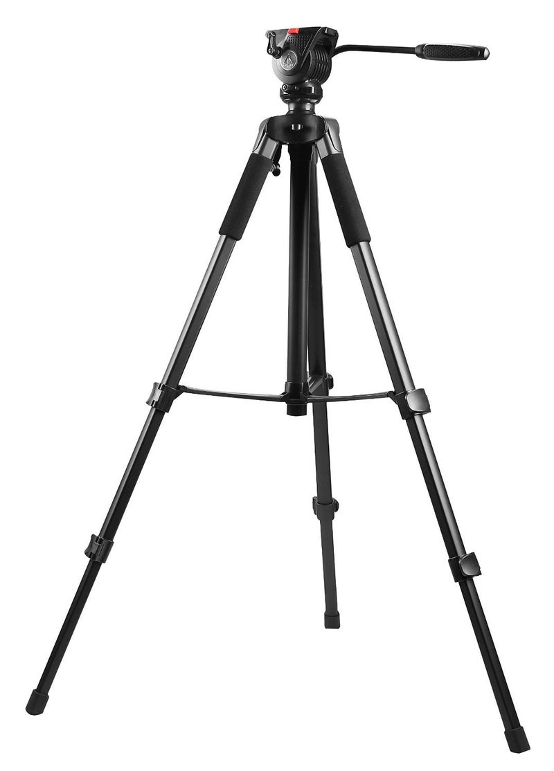 E-Image EI-7010A 5.5ft Tripod Stand Kit with Hydraulic Fluid Head for DSLR & Video Camera Canon Nikon | Payload 5KG | Black - Image 1