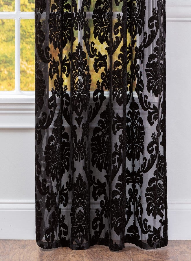 Chanasya Premium Devore Sheer Grommet Curtains - Classy, Light Filtering Drapes for Living Room or Bedroom - 52" x 63" - Black, 2 Panels - Image 4