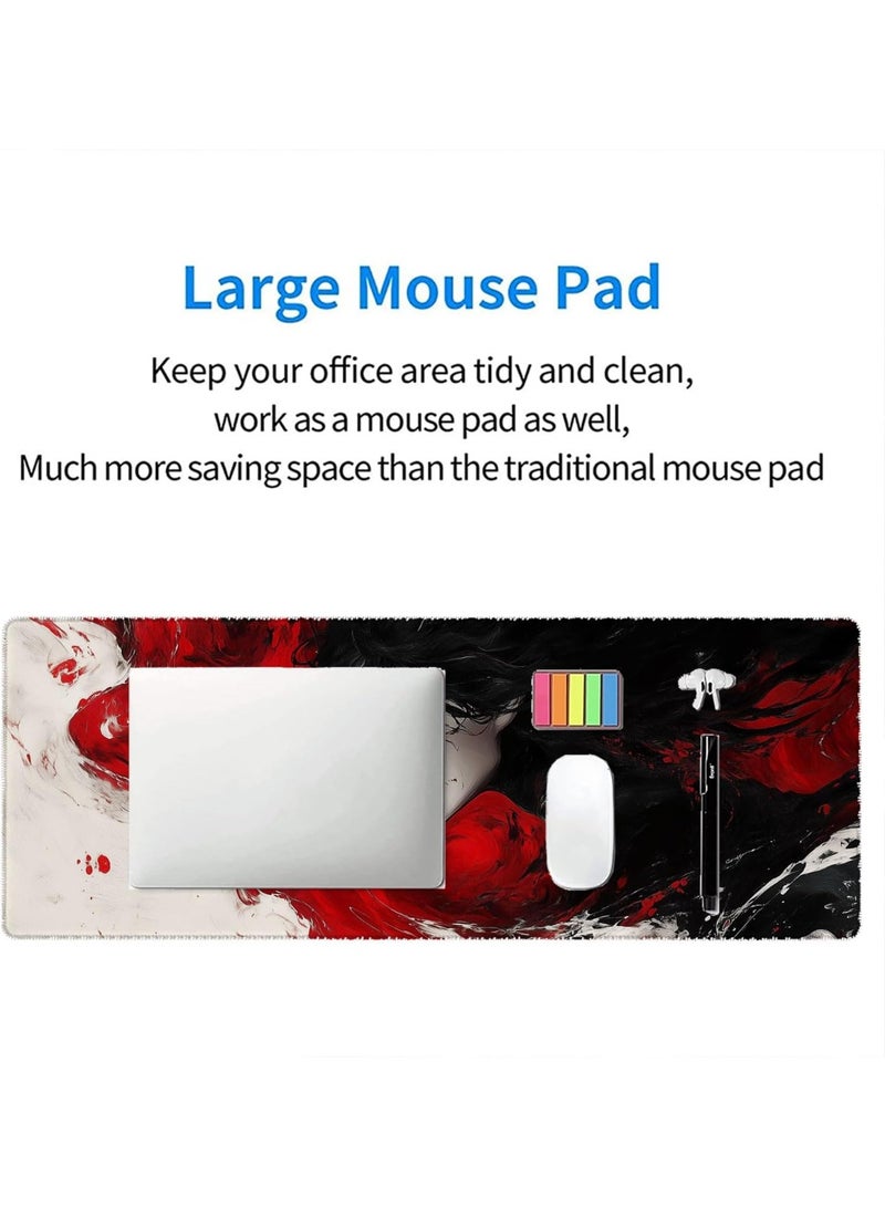 Anime Girl Gaming Mouse Pad Crimson White Swirl Ink Paint Epic Mousepad XL Large Gaming Mouse Pad Laptop Keyboard Mat Desk Pad Office Computer Keyboard Laptop Home 31.5"x11.8" - Image 2