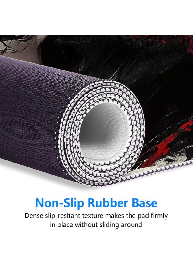 Anime Girl Gaming Mouse Pad Crimson White Swirl Ink Paint Epic Mousepad XL Large Gaming Mouse Pad Laptop Keyboard Mat Desk Pad Office Computer Keyboard Laptop Home 31.5"x11.8" - Image 3