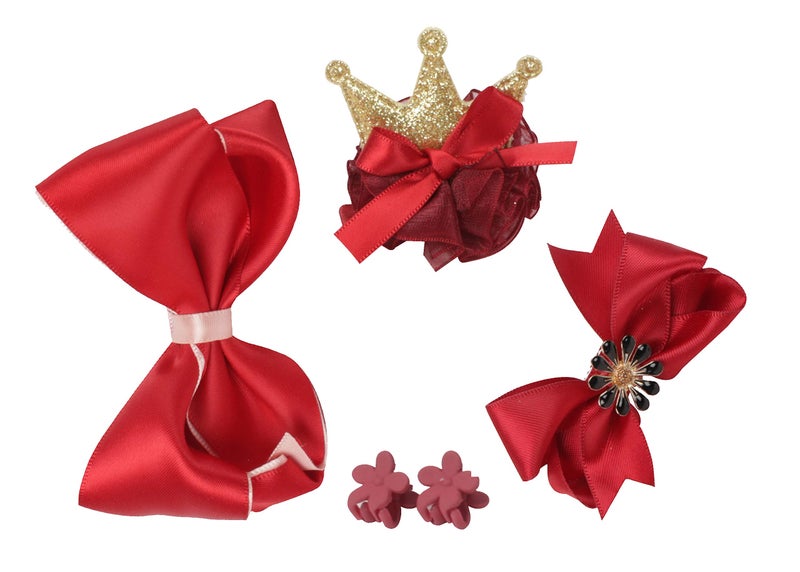YELLOW BEE Cute Hair Clips Set for Girls - (Red) Pack of 2, Girls Hair Accessories for Hair Styling Clips, Perfect for Occasions like Birthday, Parties & Ideal Gift for Girls - Image 2