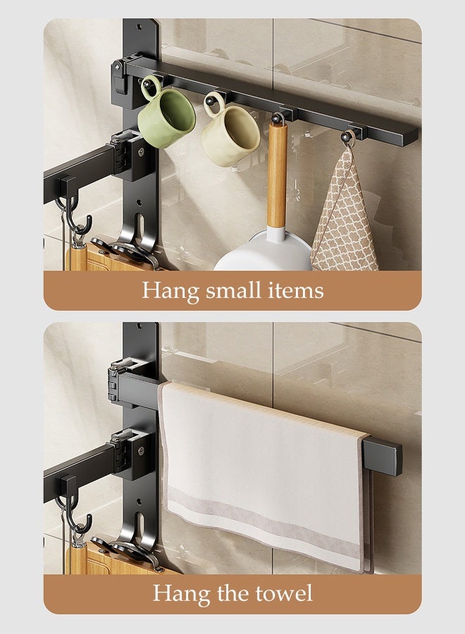 DUNISO 180° Rotating Non Perforated Sticky Hook Portable Foldable Hook Multi functional Kitchen Hook Rack with 4 Hook Space Saving Expandable Storage Rack Double-layer Rotatable Wall Sticker Hook for Bathroom Kitchen - Image 5