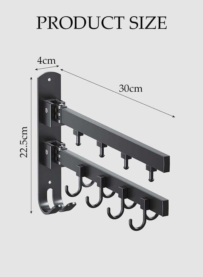 DUNISO 180° Rotating Non Perforated Sticky Hook Portable Foldable Hook Multi functional Kitchen Hook Rack with 4 Hook Space Saving Expandable Storage Rack Double-layer Rotatable Wall Sticker Hook for Bathroom Kitchen - Image 4