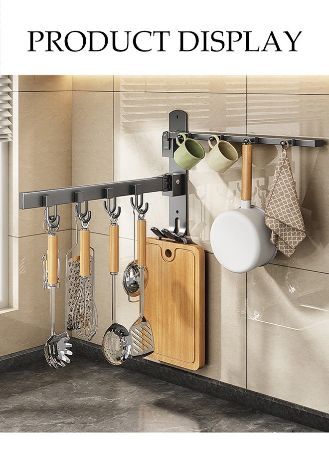DUNISO 180° Rotating Non Perforated Sticky Hook Portable Foldable Hook Multi functional Kitchen Hook Rack with 4 Hook Space Saving Expandable Storage Rack Double-layer Rotatable Wall Sticker Hook for Bathroom Kitchen - Image 2