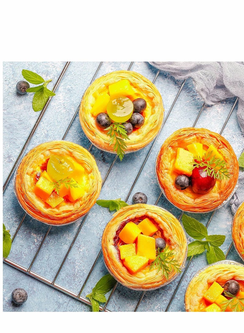 KASTWAVE 100 pcs Foil Trays Muffin Cases,  Foil Bun Cases Tin Foil Trays, Foil Pie Trays Cake/Cake Tins, Mini Egg Tart Cases, Small Foil Pie Dishes Custard Tart Foils, Pastry Dish Aluminium Mold Cups - Image 3
