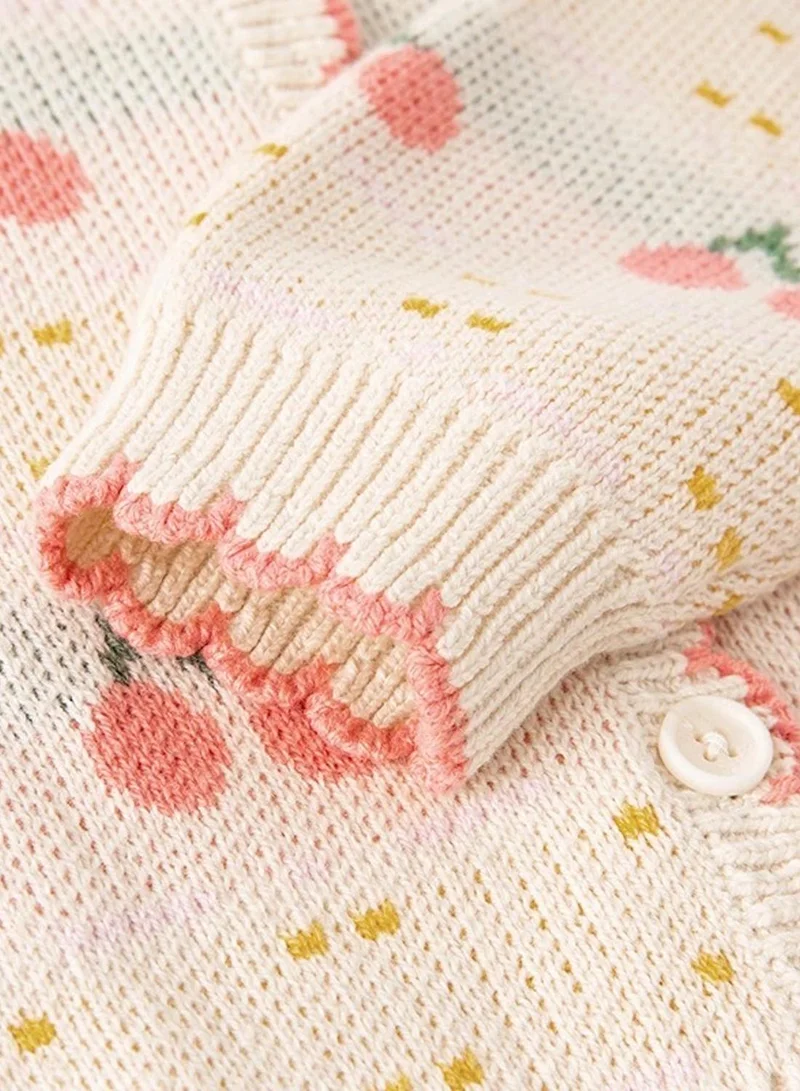 Dave & Bella Beige Cherry Cardigan