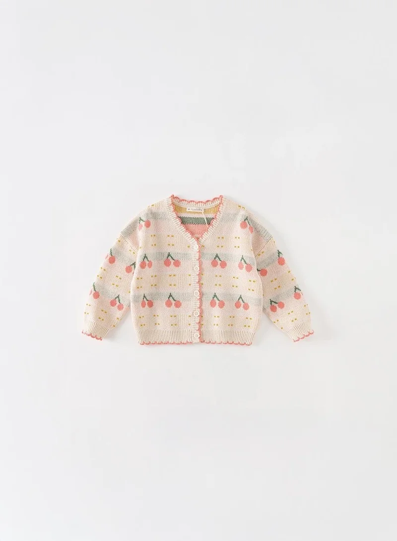 Dave & Bella Beige Cherry Cardigan