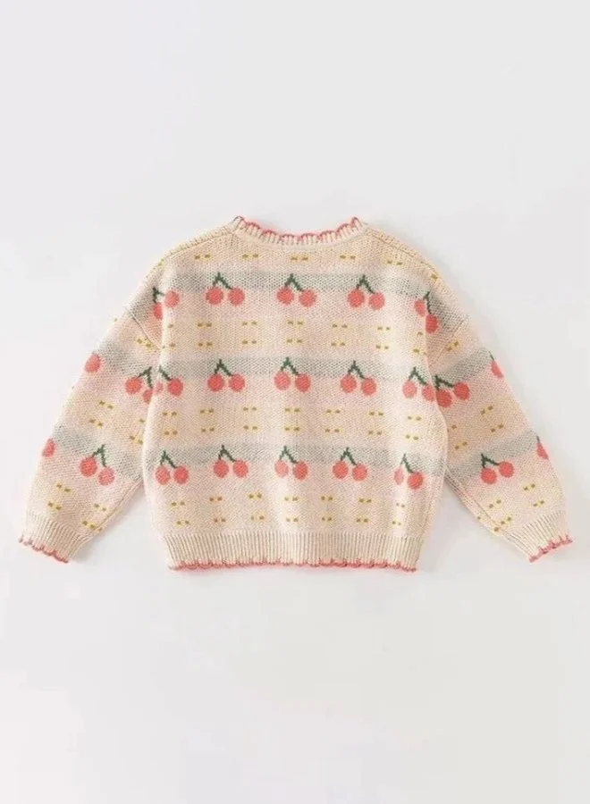 Dave & Bella Beige Cherry Cardigan