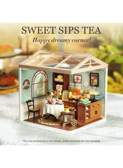 Robotime Miniature House Kit Diy Plastic House Building Toy Set With Led Tiny Store Making Kit Model Craft Hobby Unique Gift (Sweet Sips Tea)  - Image 2