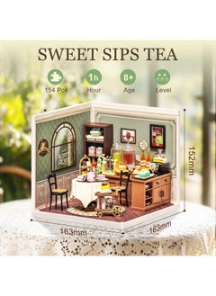 Robotime Miniature House Kit Diy Plastic House Building Toy Set With Led Tiny Store Making Kit Model Craft Hobby Unique Gift (Sweet Sips Tea)  - Image 5