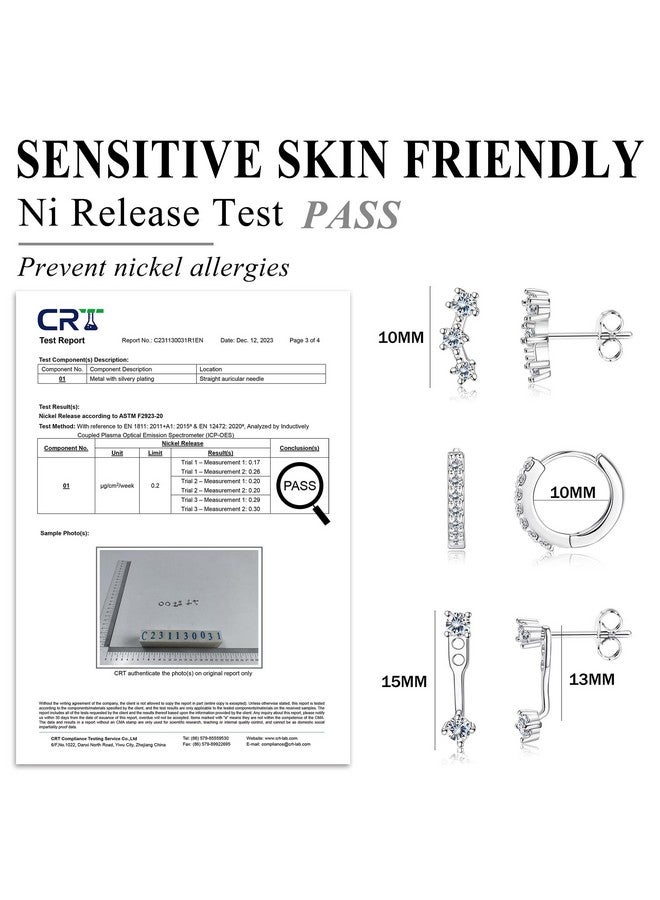 Fiasaso 3 Pairs 925 Sterling Silver Hypoallergenic Earrings Set For Multiple Piercing Dainty 14K Gold Plated Stud Huggie Small Hoop Earrings For Women Trendy Cute Earring Stacks For Sensitive Ears - Image 3