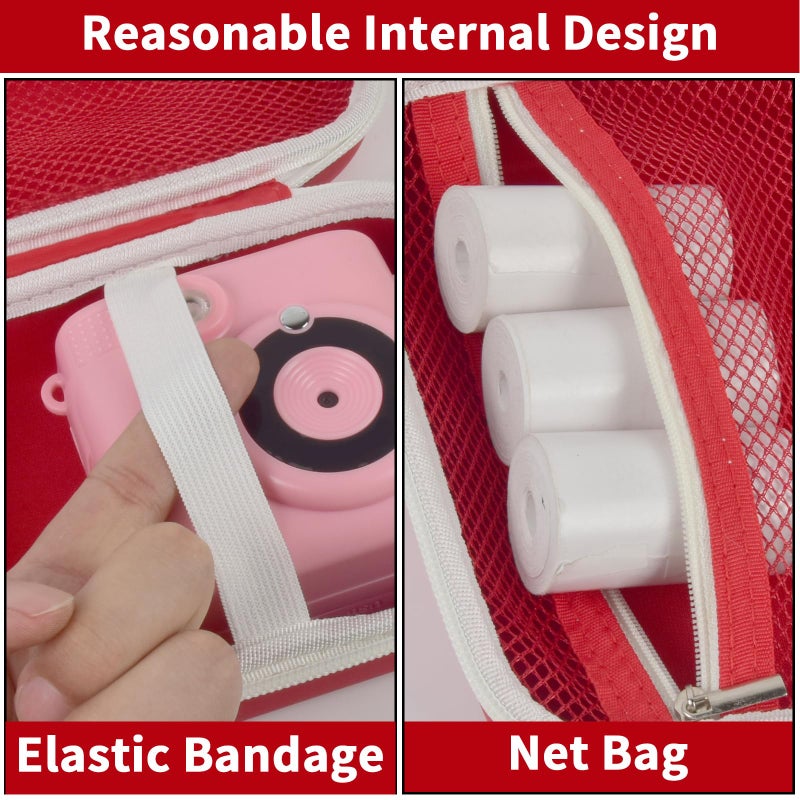 casmilee Kids Instant Print Camera Case for Dylanto/for ESOXOFFORE/for VTech KidiZoom PrintCam/Creator Cam/for Goopow/for GKTZ/for FUNKAM/for Agoigo Waterproof Digital Video Toddler Cameras - Box Only (Red) - Image 3
