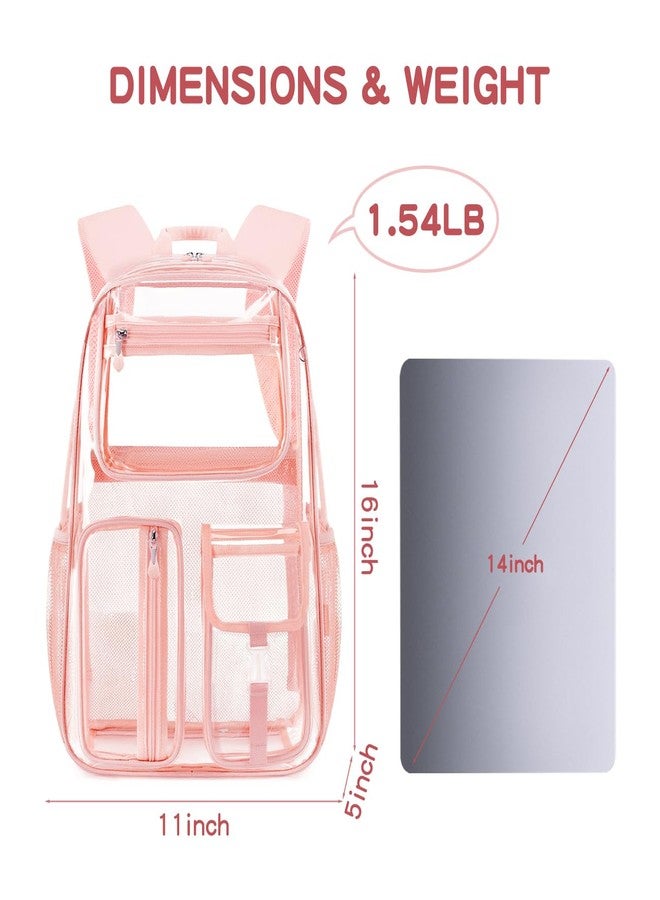 Cusangel Clear Backpack Heavy Duty, TPU Clear Bookbag,Large Capacity See Through Transparent Backpack For Student,Work,Travel(Pink) - Image 3
