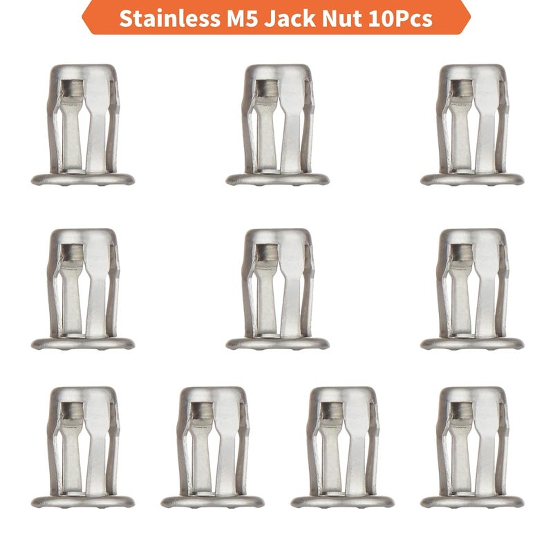EZ-NUTUL Jack nut Installation Tool Set Hand Thread Insert Jacknuts Assortment Kit for Thin Metal Plastic Polywood Pressboard Hardboard (M5 (Jack Nut-10pcs, Stainless)) - Image 4