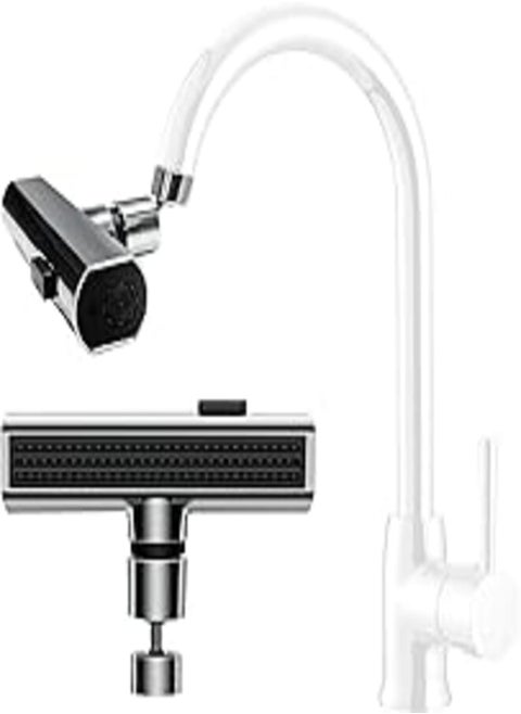 3-in-1 360° Rotating Waterfall Kitchen Faucet, Multi-functional Large-Angle Rotatable Splash-proof Sink Faucet