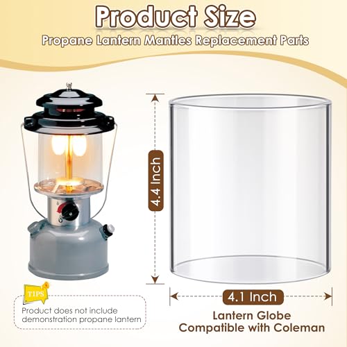 Ceoighe Propane Lantern Globe Glass Replacement Compatible with Coleman Fueled Lanterns, Standard Replacement Parts, Clear Lantern Mantles, Reusable Lantern Mantles Parts for Outdoor Camping Lantern - Image 2