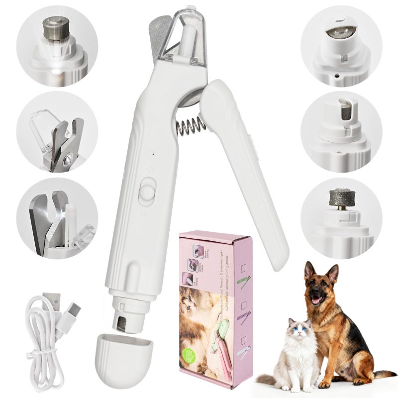 Deisunpet 2-in-1 Led Cat Dog Nail Clipper & Nail Grinder with Lights,Rechargeable Pet Nail Trimmers with Nail File,Protective Guard,Quick Sensor,Pet Claw Clippers for Medium Small Dogs Cats Rabbits - Image 1