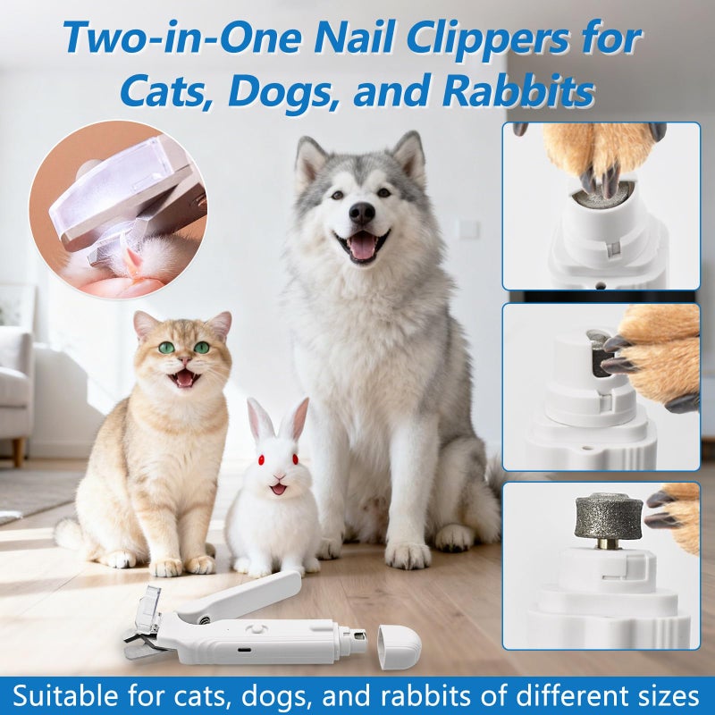Deisunpet 2-in-1 Led Cat Dog Nail Clipper & Nail Grinder with Lights,Rechargeable Pet Nail Trimmers with Nail File,Protective Guard,Quick Sensor,Pet Claw Clippers for Medium Small Dogs Cats Rabbits - Image 5