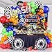Golray 145Pcs Monster Truck Birthday Decorations Machines Party Decoration with Truck Theme Balloon Garland Arch Kit Wheel Foil Balloon Backdrop Cake Topper Baby Shower Truck Birthday Supplies for Boys - Image 3