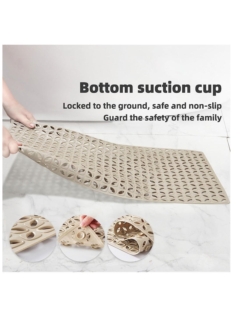 سوفام سجادة حوض الاستحمام، سجادة حوض الاستحمام المطاطية غير الانزلاقية مع فتحات التصريف وأكواب ماصة، تصريف سريع تنظيف سهل، سجادة الحمام لحوض الاستحمام وكشك الاستحمام وغرفة الاستحمام، قابلة للغسيل في الغسالة (رمادية) - Image 2