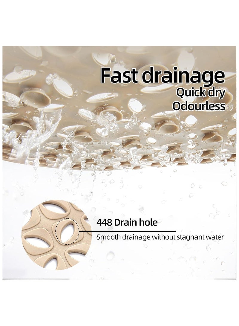 سوفام سجادة حوض الاستحمام، سجادة حوض الاستحمام المطاطية غير الانزلاقية مع فتحات التصريف وأكواب ماصة، تصريف سريع تنظيف سهل، سجادة الحمام لحوض الاستحمام وكشك الاستحمام وغرفة الاستحمام، قابلة للغسيل في الغسالة (رمادية) - Image 3