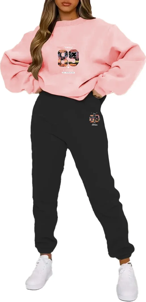 DogFish Tracksuit Oversize Chill 89 Printed Tracksuit,lover,couple Combination Pink