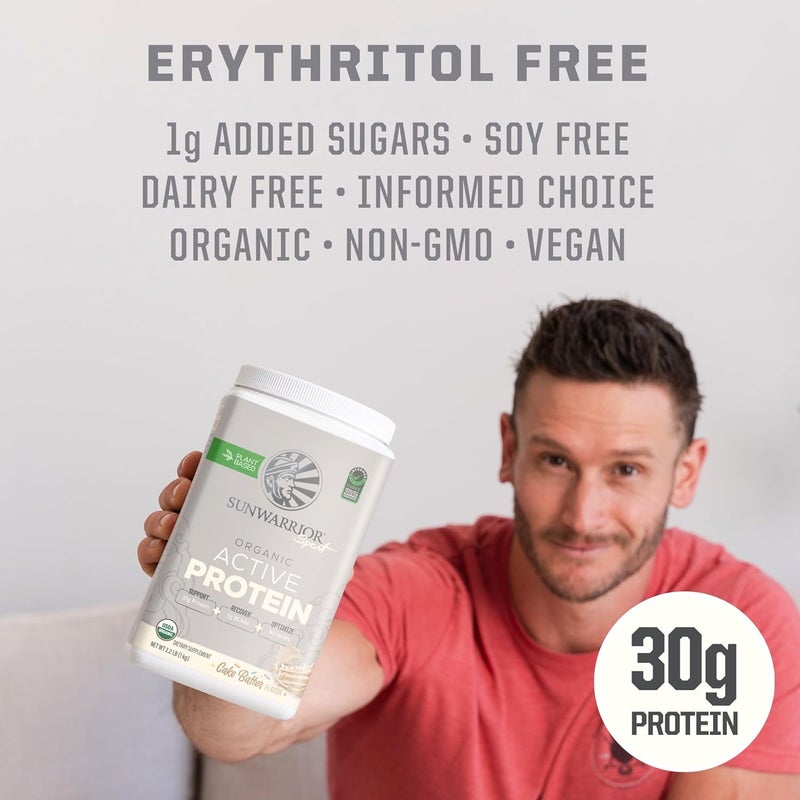 Sunwarrior Organic Plant Based Protein Powder  Vegan Organic Protein Powder with BCAA Amino Acids Plus Recovery Minerals  Botanicals  NonGMO Soy Dairy  Gluten Free Cake Batter 20 Servings - Image 5